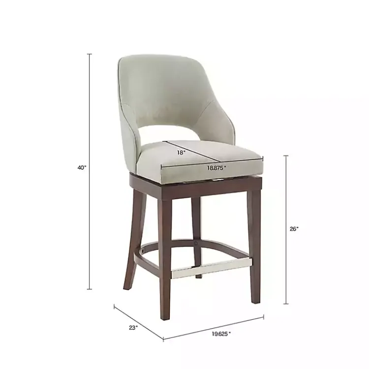 Bar Stools & Counter Height Stools-Kirklands Home Cream Open Back Swivel Base Counter Stool White