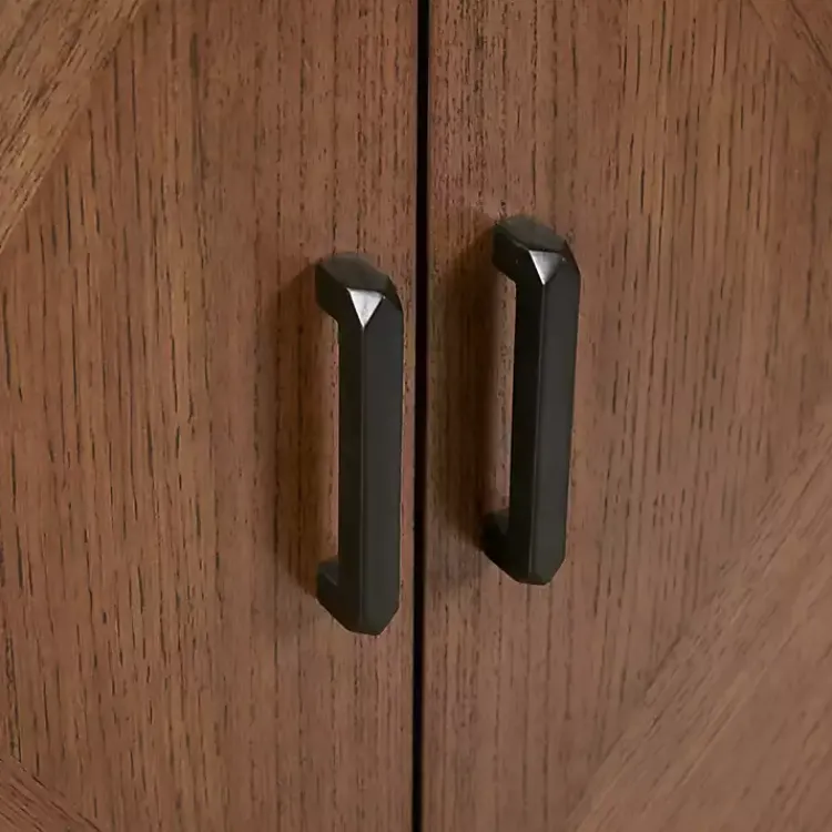 Cabinets & Sideboards-Kirklands Home Brown Wood Frame Metal Base 2-Door Cabinet