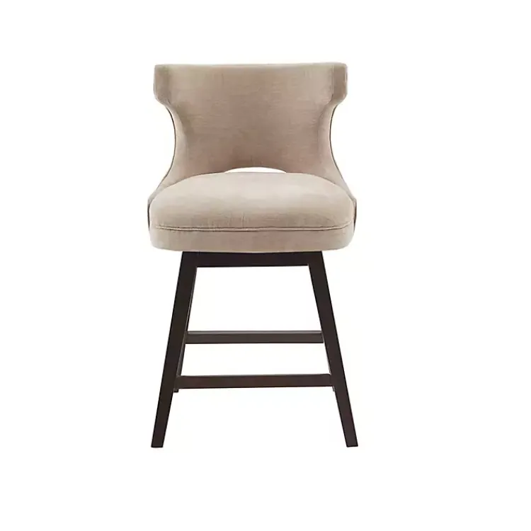 Bar Stools & Counter Height Stools-Kirklands Home Sandy Beige Curve Back Swivel Counter Stool Tan