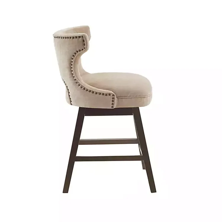 Bar Stools & Counter Height Stools-Kirklands Home Sandy Beige Curve Back Swivel Counter Stool Tan