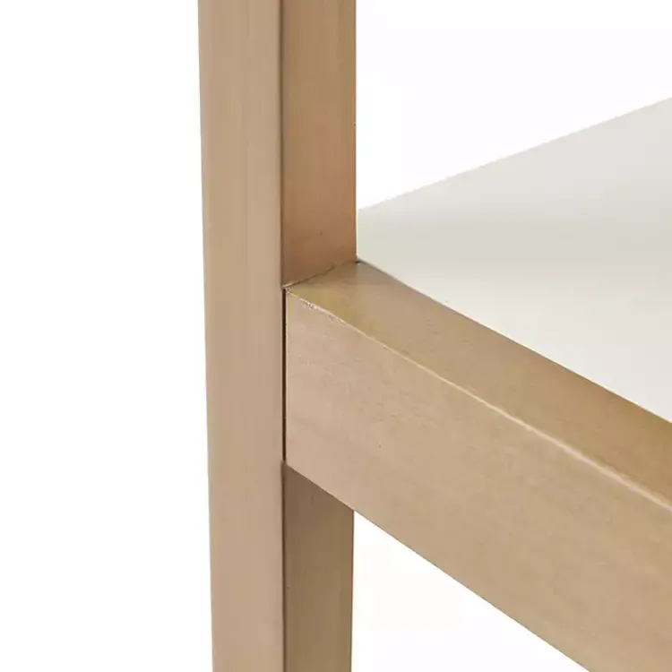 Bookshelves-Kirklands Home Off White Wood Shelves with Natural Frame Bookcase