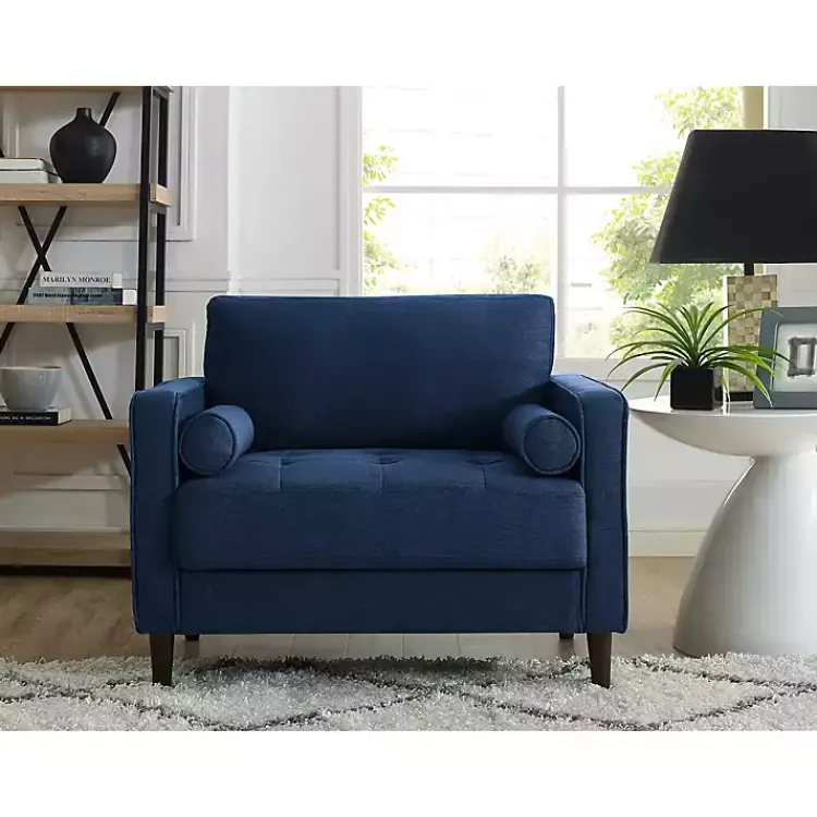 Accent Chairs-Kirklands Home Navy Chelsea Modern Accent Chair Blue