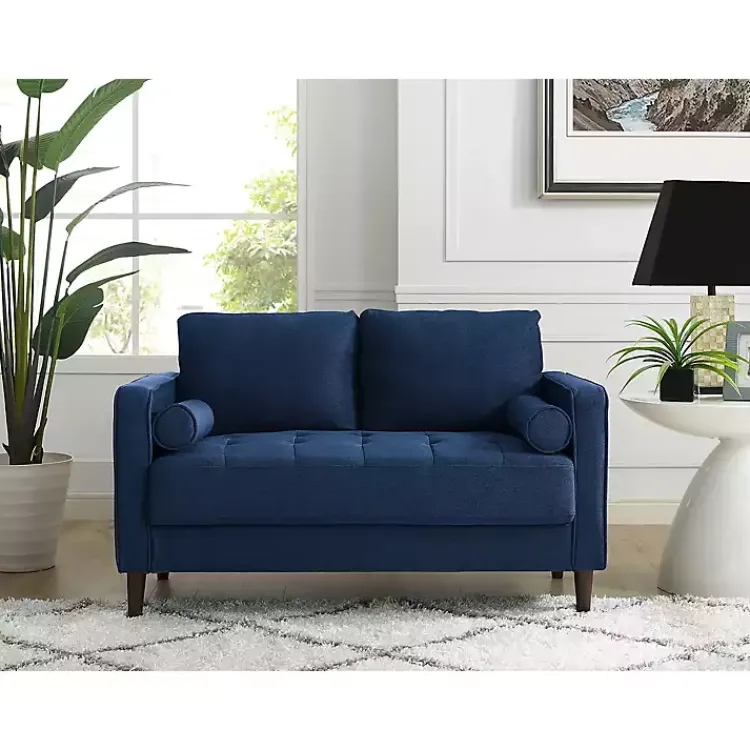 Sofas & Loveseats-Kirklands Home Navy Chelsea Modern Loveseat Blue