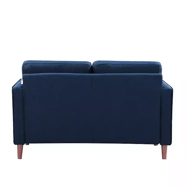 Sofas & Loveseats-Kirklands Home Navy Chelsea Modern Loveseat Blue