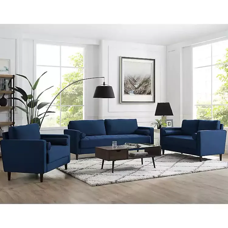 Sofas & Loveseats-Kirklands Home Navy Chelsea Modern Sofa Blue