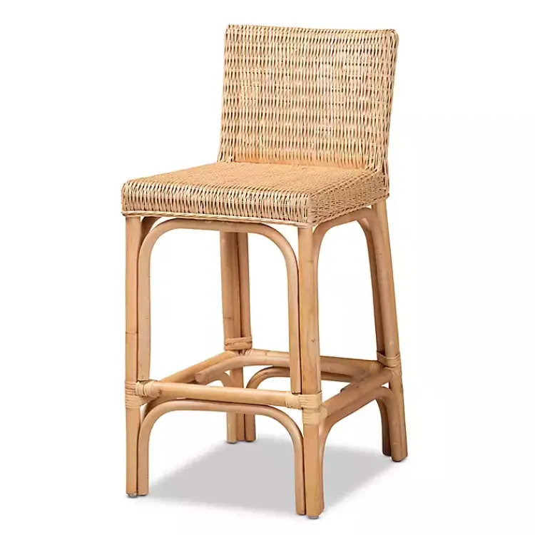 Bar Stools & Counter Height Stools-Kirklands Home Greek Natural Rat Woven Counter Stool Tan