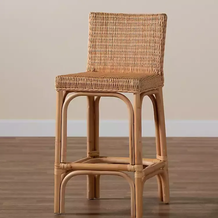 Bar Stools & Counter Height Stools-Kirklands Home Greek Natural Rat Woven Counter Stool Tan