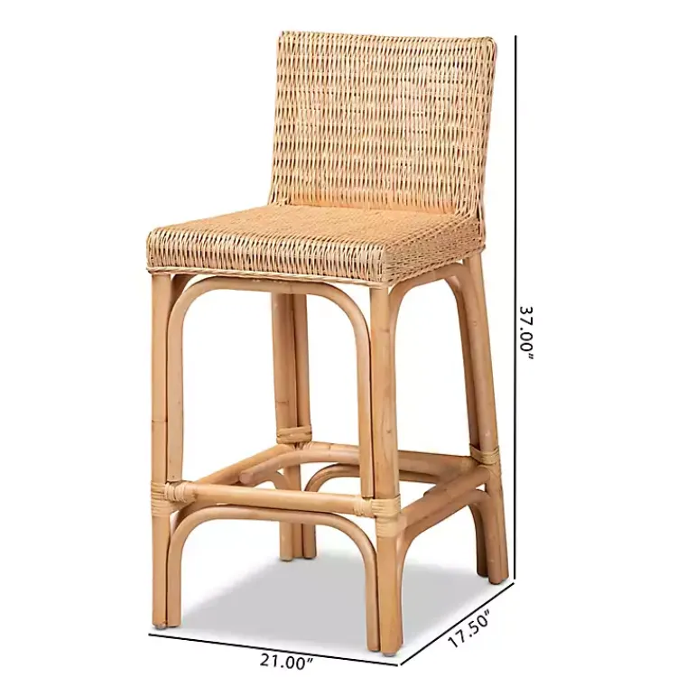 Bar Stools & Counter Height Stools-Kirklands Home Greek Natural Rat Woven Counter Stool Tan