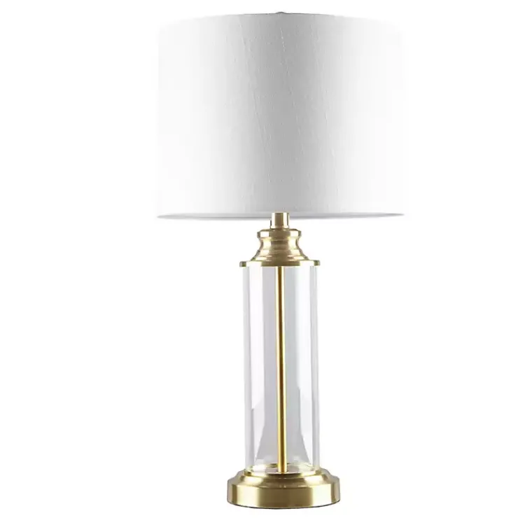 Table Lamps-Kirklands Home Clear Glass Base Gold Table Lamps, Set of 2 White