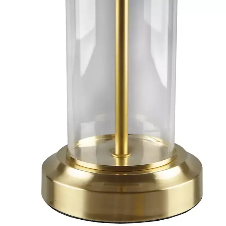 Table Lamps-Kirklands Home Clear Glass Base Gold Table Lamps, Set of 2 White
