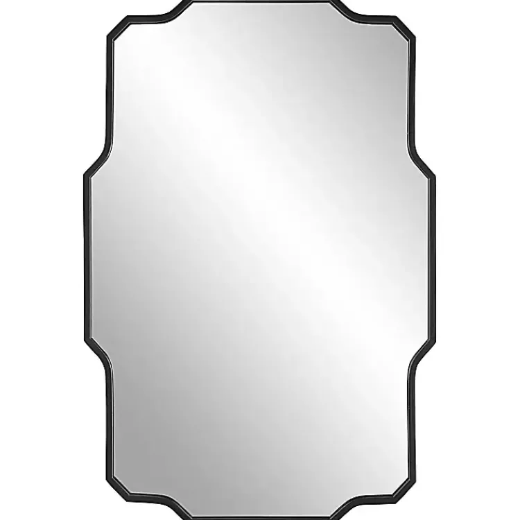 Decorative Mirrors-Kirklands Home Matte Black Thin Linear Iron Frame Wall Mirror