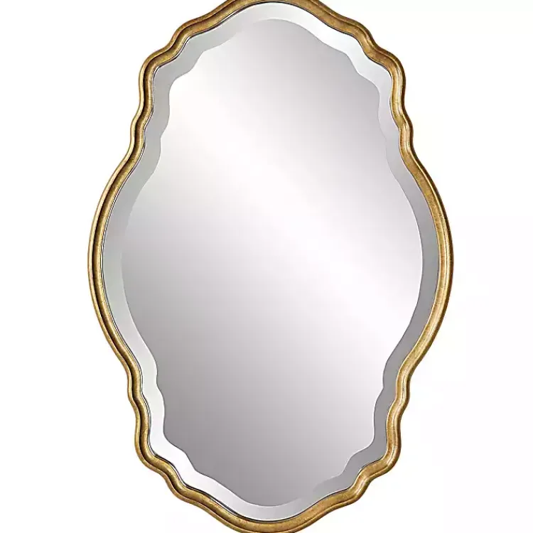 Decorative Mirrors-Kirklands Home Gold Curved Beveled Frame Mirror