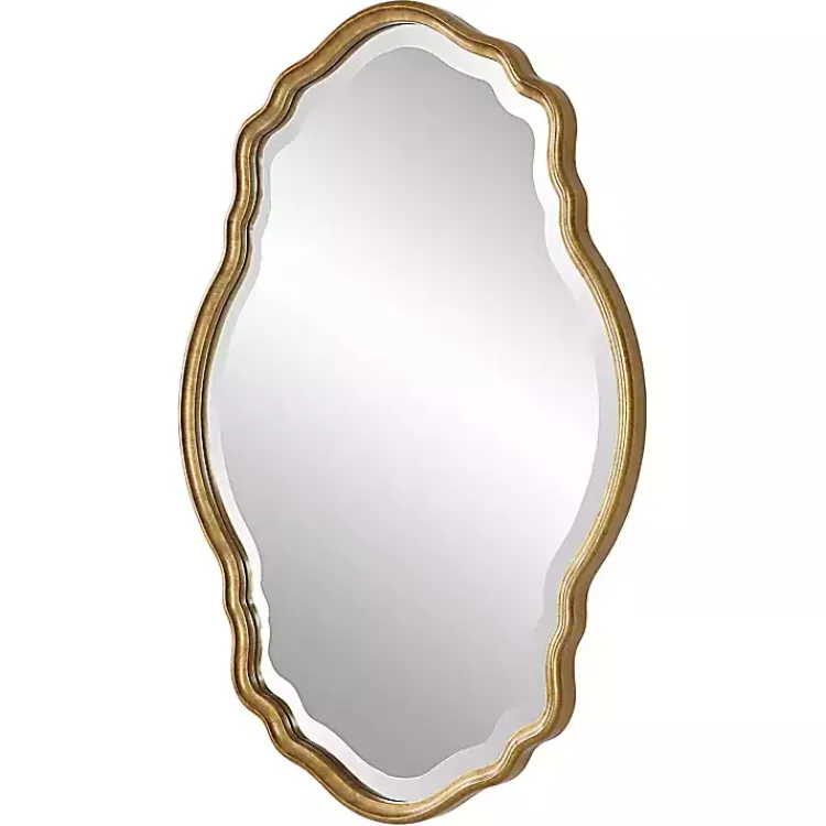 Decorative Mirrors-Kirklands Home Gold Curved Beveled Frame Mirror