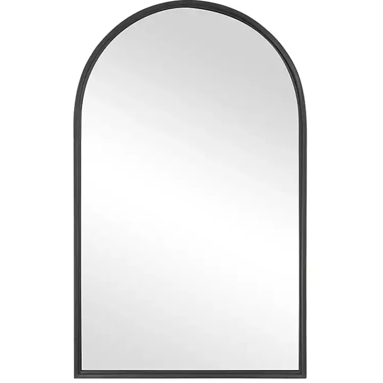 Decorative Mirrors-Kirklands Home Black Metal Arch Frame Wall Mirror