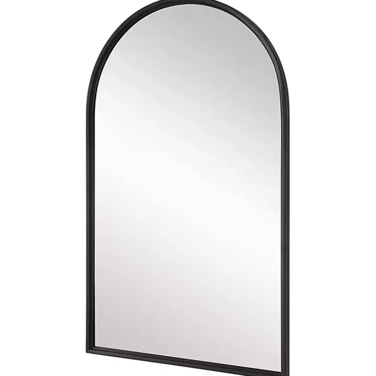 Decorative Mirrors-Kirklands Home Black Metal Arch Frame Wall Mirror