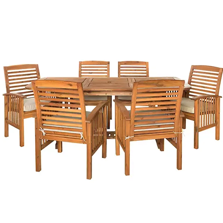 Outdoor Dining-Kirklands Home Acacia Wood Slatted 7-pc. Outdoor Dining Set Brown