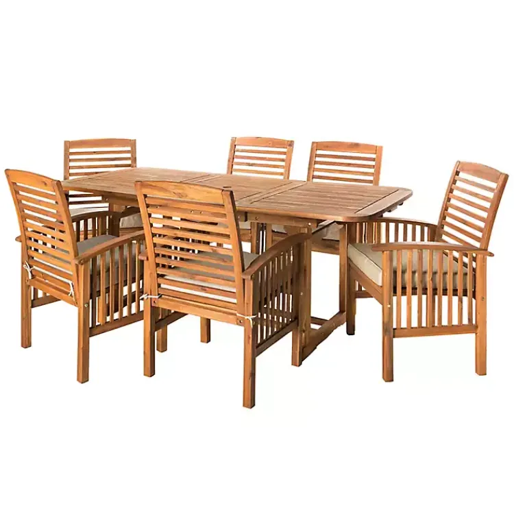 Outdoor Dining-Kirklands Home Acacia Wood Slatted 7-pc. Outdoor Dining Set Brown
