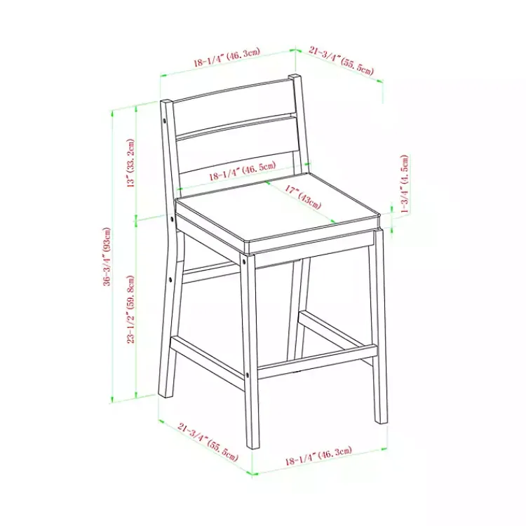 Outdoor Seating-Kirklands Home Acacia Slat Back Outdoor Counter Stools, Set of 2