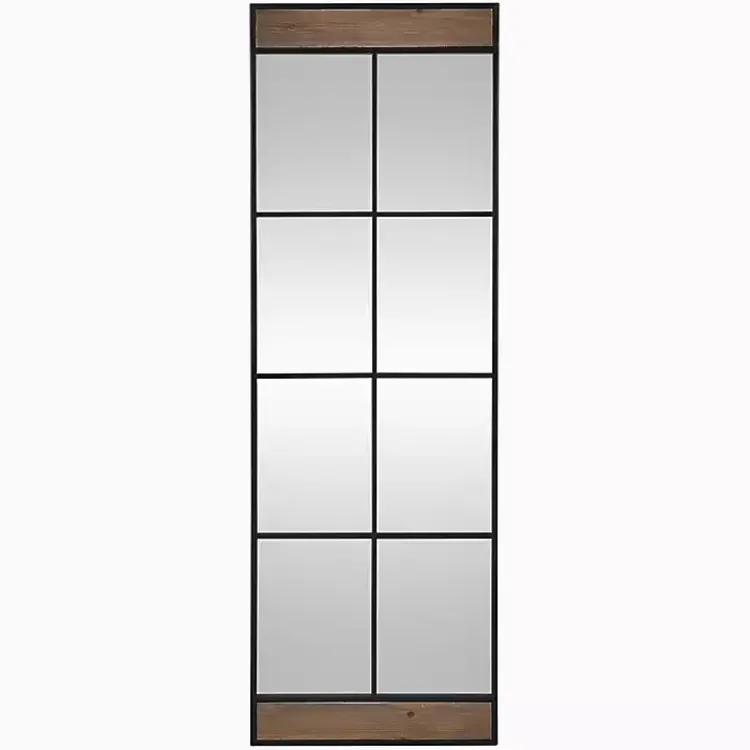 Decorative Mirrors-Kirklands Home Black Metal Window Grid Standing Mirror