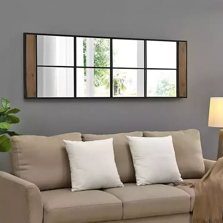 Decorative Mirrors-Kirklands Home Black Metal Window Grid Standing Mirror