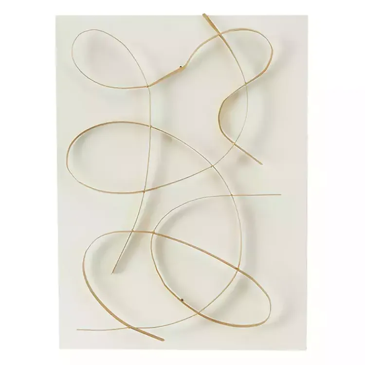 Wall Plaques-Kirklands Home White and Gold Iron Abstract Wave Plaque