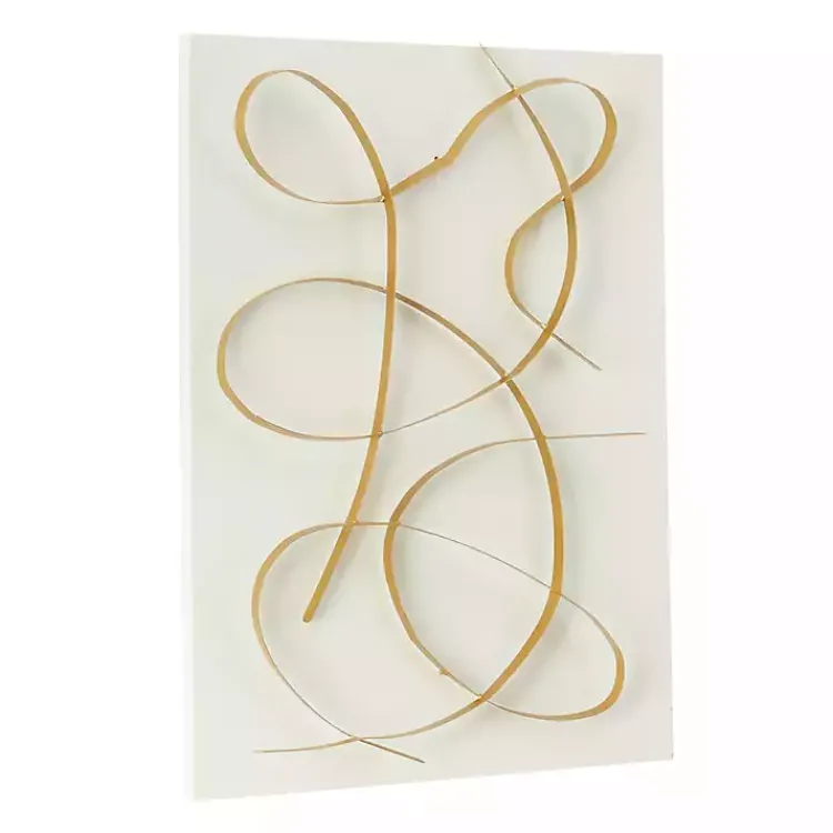 Wall Plaques-Kirklands Home White and Gold Iron Abstract Wave Plaque