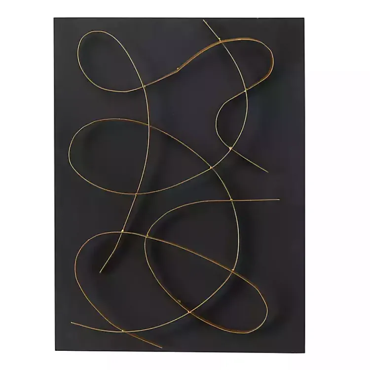 Wall Plaques-Kirklands Home Black and Gold Abstract Wall Plaque