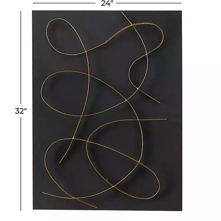 Wall Plaques-Kirklands Home Black and Gold Abstract Wall Plaque