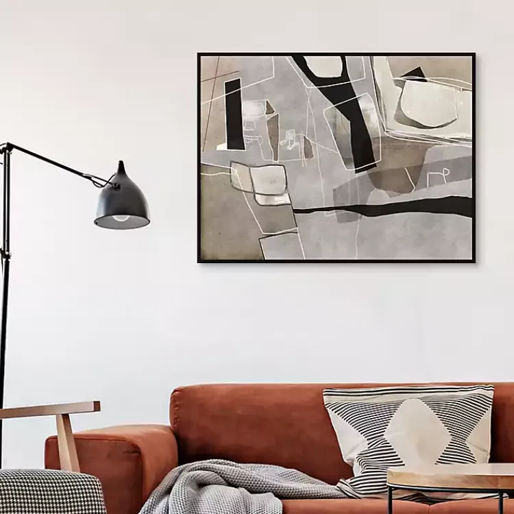 Canvas Art-Kirklands Home Think Twice Framed Canvas Art Print Gray