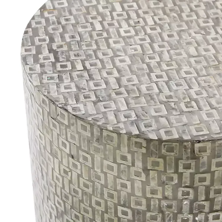 Accent & End Tables-Kirklands Home Mother Of Pearl Sells Wood Base Accent Table Gray