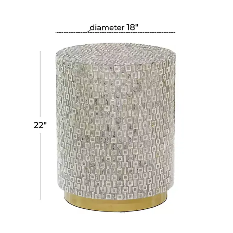 Accent & End Tables-Kirklands Home Mother Of Pearl Sells Wood Base Accent Table Gray