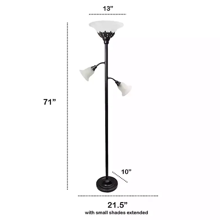 Floor Lamps-Kirklands Home Bronze and White 3-Scallop Glass Floor Lamp Brown