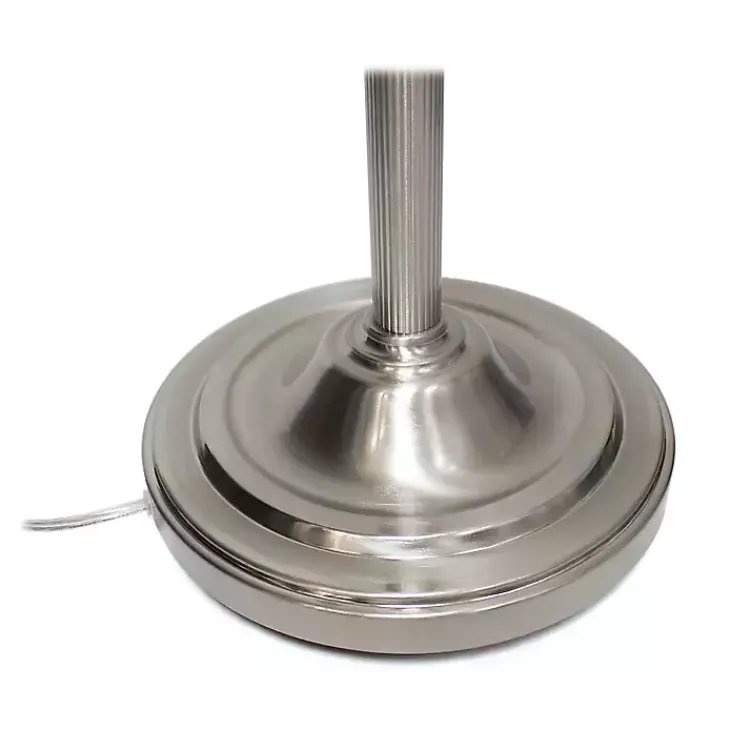 Floor Lamps-Kirklands Home Brushed Nickel Base Marble Glass Shade Floor Lamp Gray