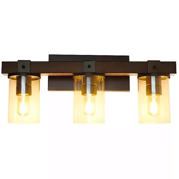 Flush Mount Lighting-Kirklands Home Crossbeam Vanity Flushed Mount Shade Brown