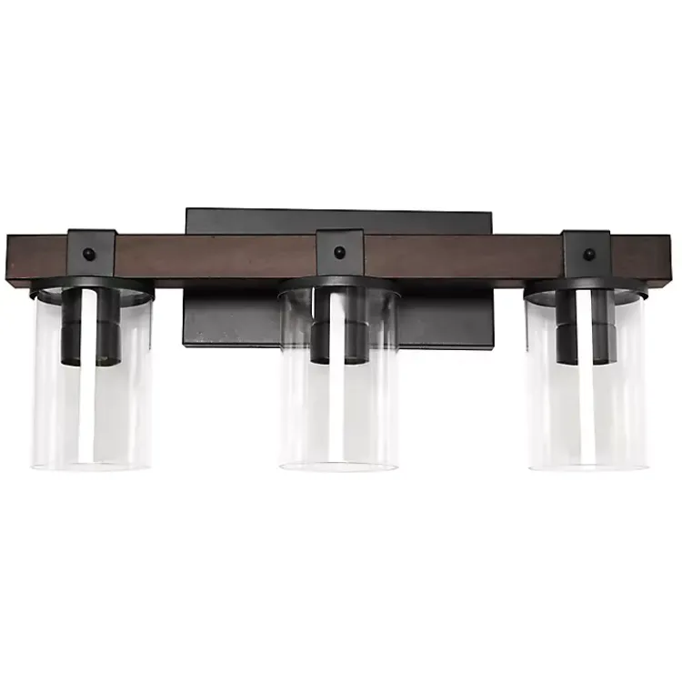 Flush Mount Lighting-Kirklands Home Crossbeam Vanity Flushed Mount Shade Brown