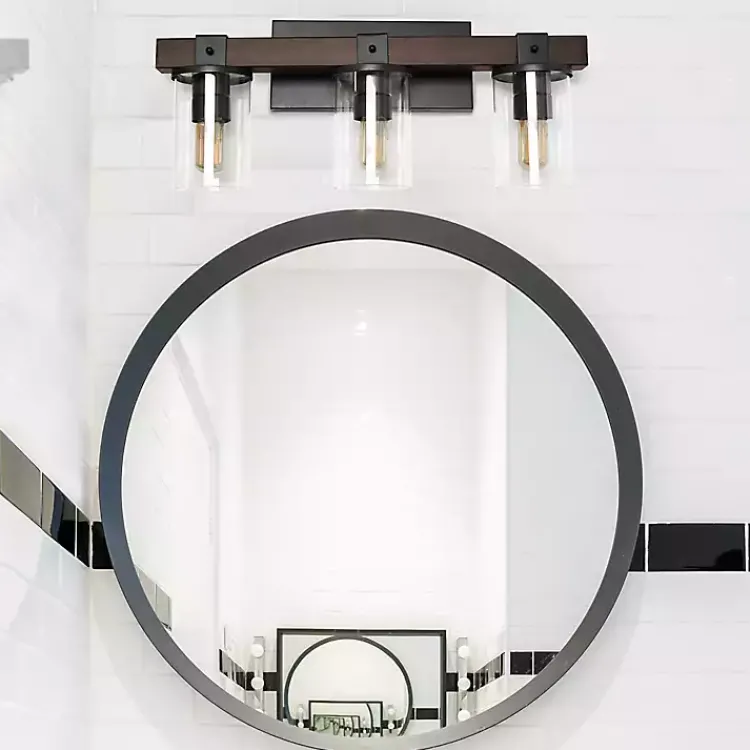 Flush Mount Lighting-Kirklands Home Crossbeam Vanity Flushed Mount Shade Brown