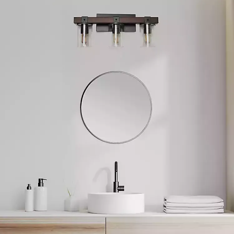 Flush Mount Lighting-Kirklands Home Crossbeam Vanity Flushed Mount Shade Brown