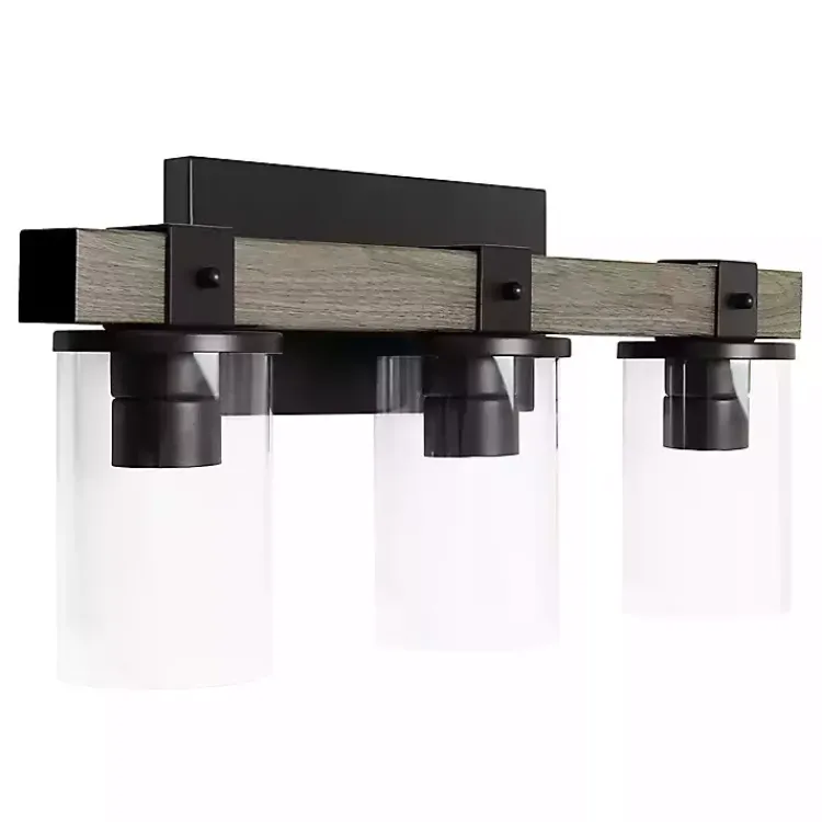 Flush Mount Lighting-Kirklands Home and Black Glass Shade Vanity Light Gray