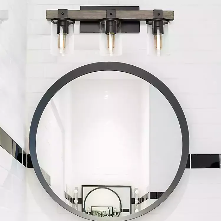 Flush Mount Lighting-Kirklands Home and Black Glass Shade Vanity Light Gray