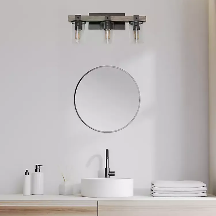 Flush Mount Lighting-Kirklands Home and Black Glass Shade Vanity Light Gray