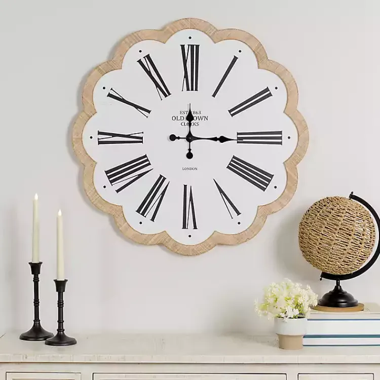 Clocks-Kirklands Home Adelyn Scalloped Edge Wood Clock