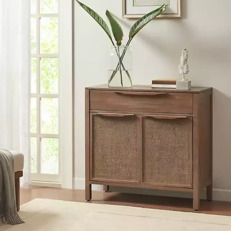 Cabinets & Sideboards-Kirklands Home Natural Wood 2-Door Cane Webbing Chest Tan