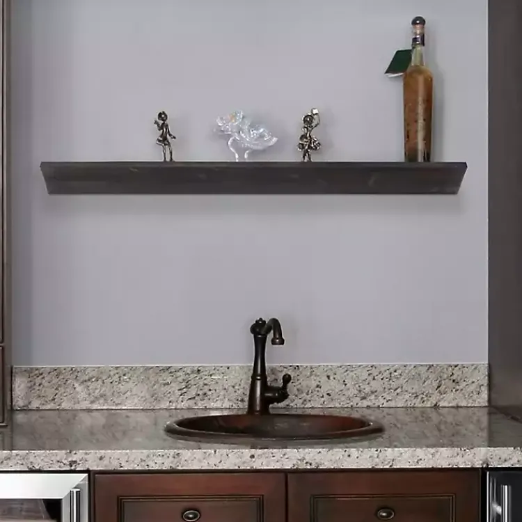 Shelves-Kirklands Home Black Wedge Wood Large Floating Shelf