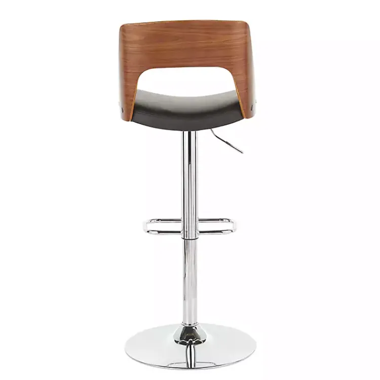 Bar Stools & Counter Height Stools-Kirklands Home Cherry Wood and Leather Swivel Bar Stool Black