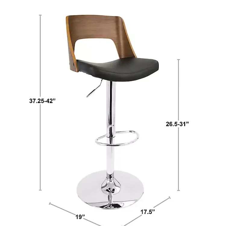 Bar Stools & Counter Height Stools-Kirklands Home Cherry Wood and Leather Swivel Bar Stool Black