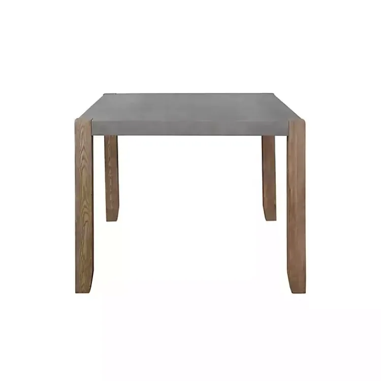 Dining Tables-Kirklands Home Amber Wood Faux Concrete Top Dining Table Brown