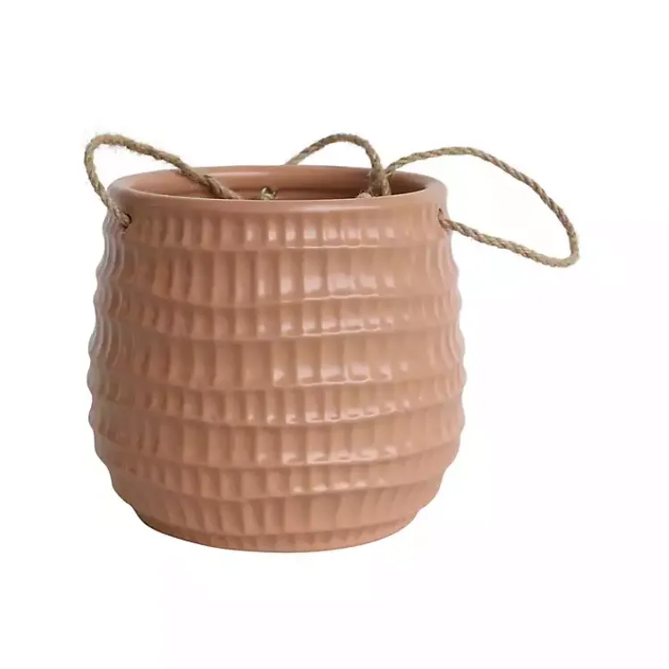 Planters-Kirklands Home Dimpled Ceramic Hanging Planter Pink