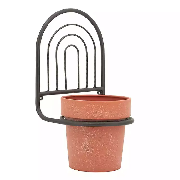 Planters-Kirklands Home Black Metal Terracotta Arch Wall Planter, 11 in.