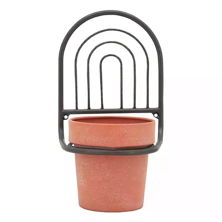 Planters-Kirklands Home Black Metal Terracotta Arch Wall Planter, 11 in.