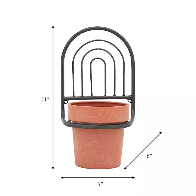Planters-Kirklands Home Black Metal Terracotta Arch Wall Planter, 11 in.